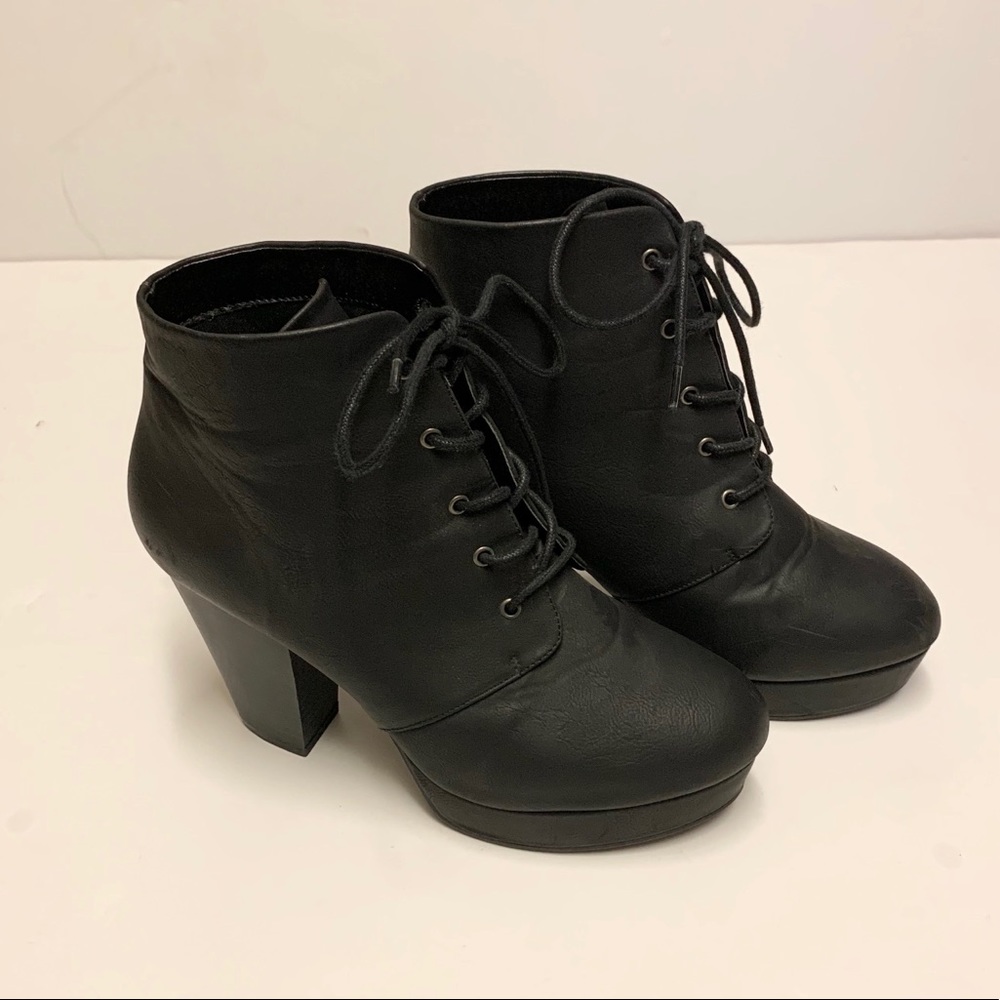 Black Lace-up Booties